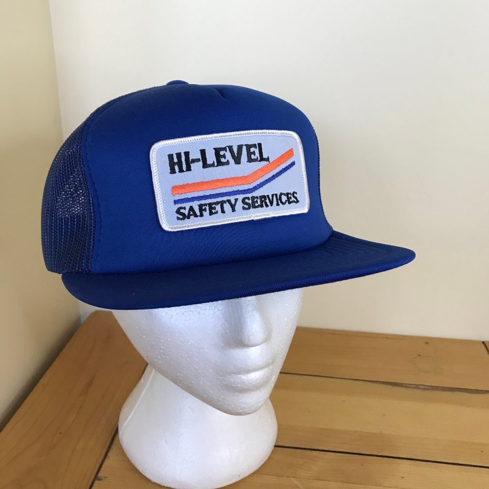 Hi-Level Safety Services Blue Trucker Hat Vintage Snapback Mesh Back Cap